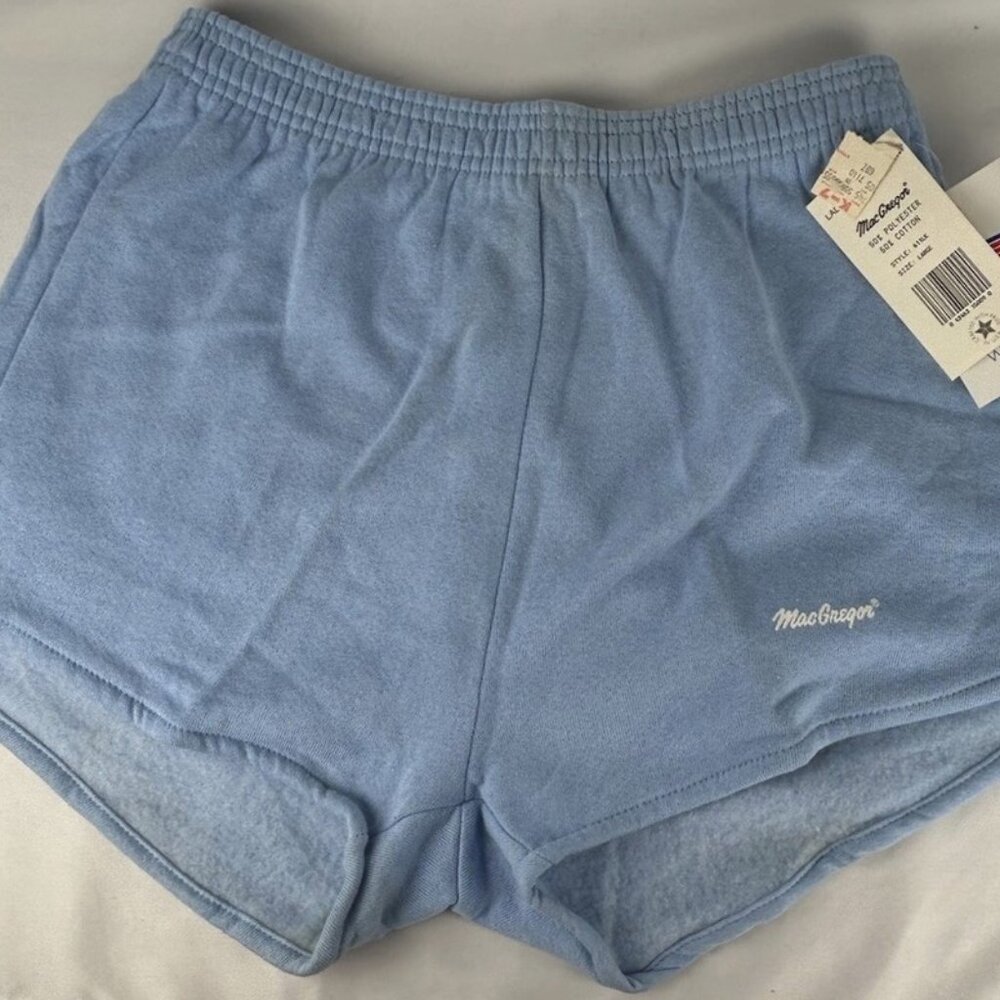 NWT Vintage MacGregor Light Blue Gym Sweat Shorts Womens L Pull On Athletic RARE